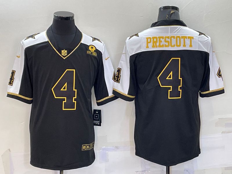 Men Dallas Cowboys 4 Prescott Black Thanksgiving gold characters 2022 Nike Limited NFL Jersey